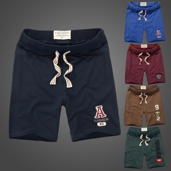 

new summer shorts men breathable embroidery 100% cotton retro beach short male 210329, White;black