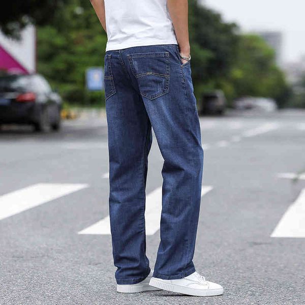 

jean shan bao classic spring light summer loosed cotton stretch of young people straight line denim thin jeans, Blue