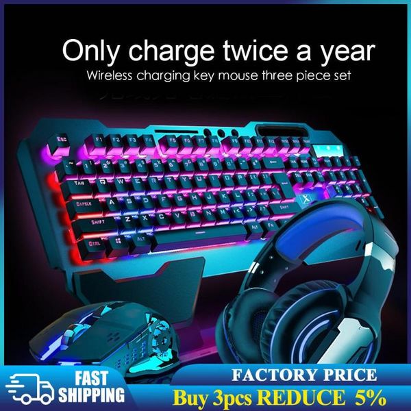 

wireless gaming keyboard and mouse backlight metal panel rechargeable rgb backlit gamer waterproof kit combos