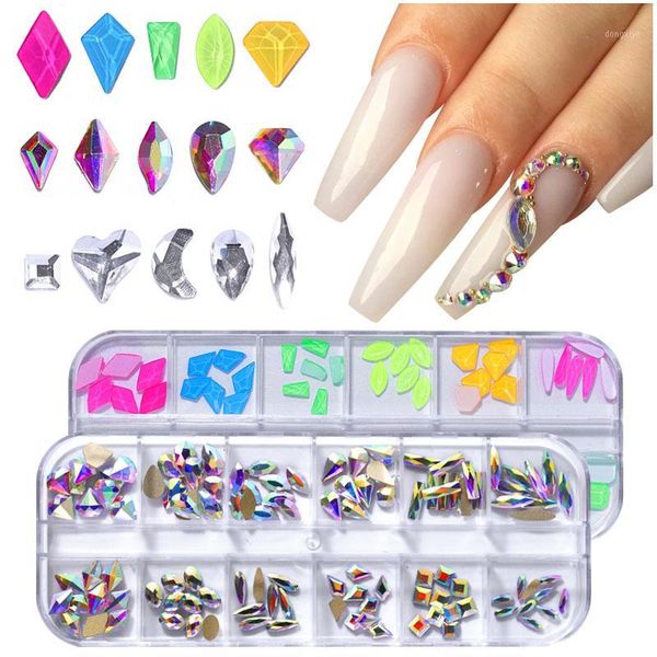 

grids flatback ab nail rhinestones manicure decoration a set irregular glass ornament accessories art diamonds gem stone1, Silver;gold