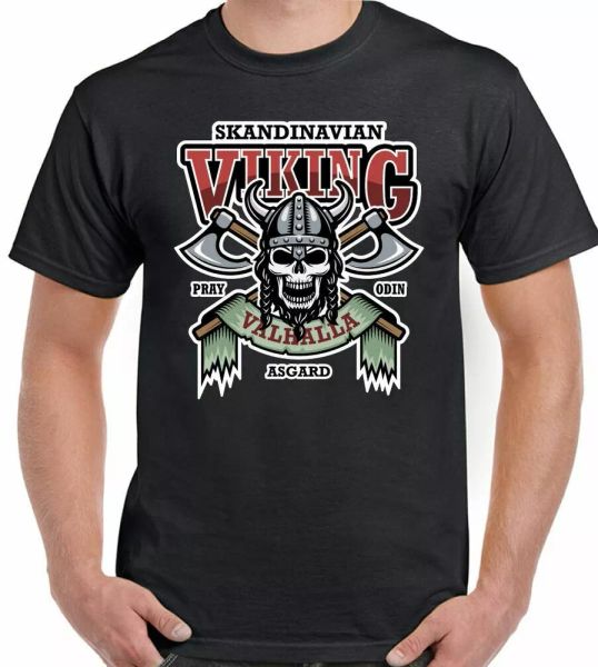 

viking t shirt man tv show biker who rock odin valhalla asgard, White;black