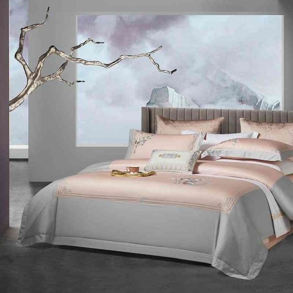 

pink gray patchwork duvet  king bedding set 1000tc egyptian cotton silky soft comforter cover bed sheet 2 pillowshams