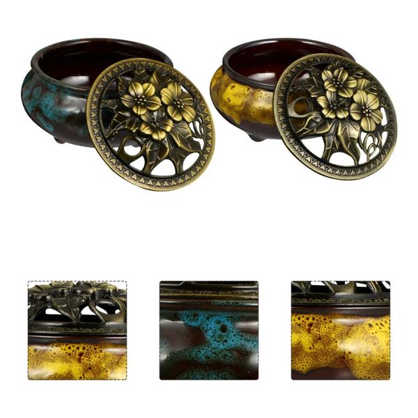 

2pcs ceramic incense burner cone porcelain holder censer fragrance lamps