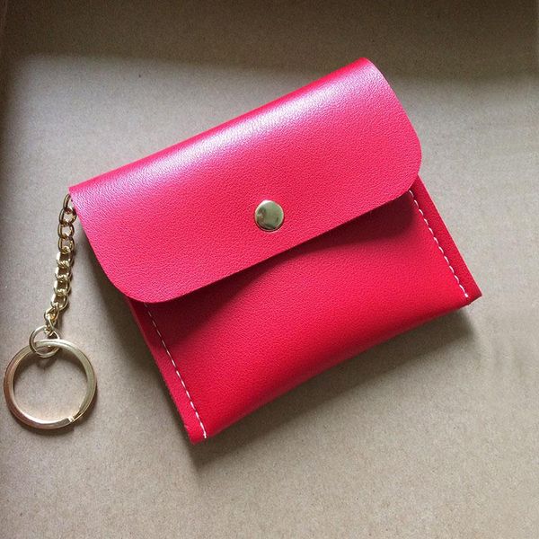 

coin purses women men pu leather card key chain mini pouch money bag small zipper change purse holder keychain cute wallet, Red;black