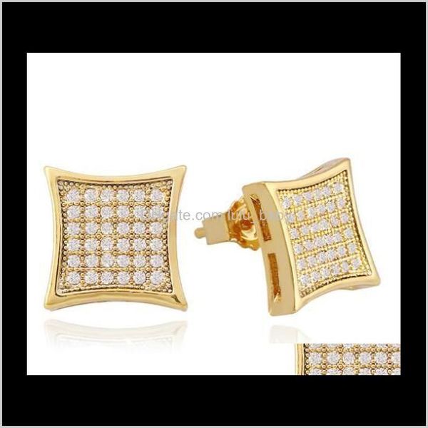 

drop delivery 2021 crystal stud earring hip-hop rock zircon earrings jewelry gift w9up2, Golden;silver