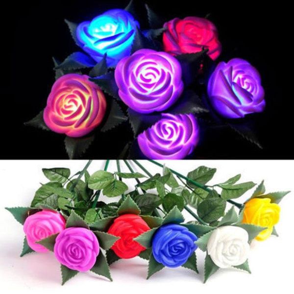 

party decoration rose led lights flower lamp garden yard outdoor path lawn power glow props xmas