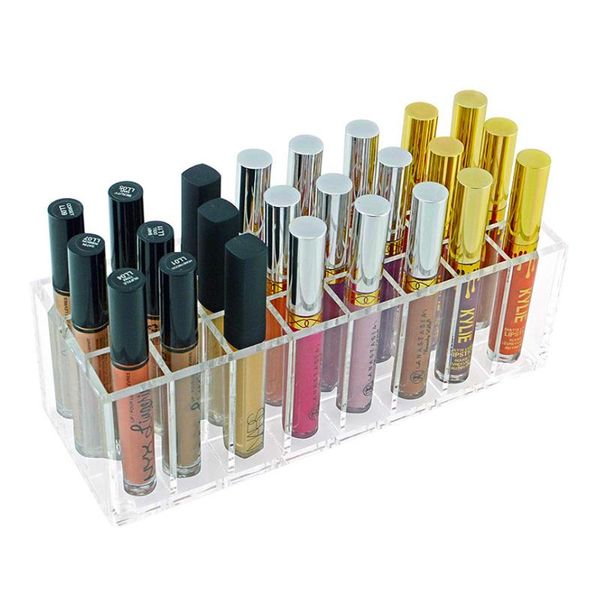 

acrylic 24 grid organizer makeup tools holder cosmetic storage box lipstick display rack accessor jewelry case boxes & bins