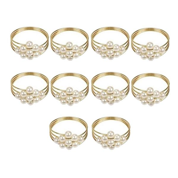 

10pcs/lot napkin buckle pearl wedding ring el home holder table decorations rings