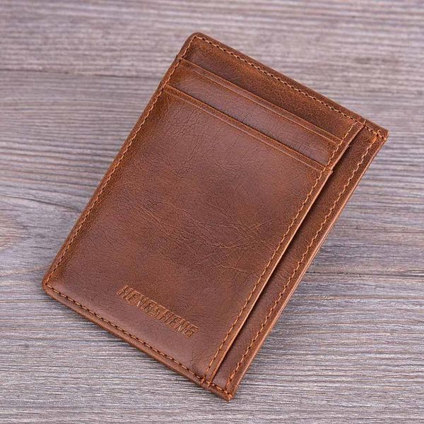 

card holders men's holder id mini wallet hand pocket case zipper bag hsj88, Brown;gray