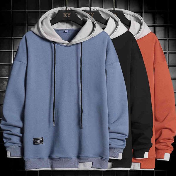

men hoodies harajuku hip hop sweatshirt casual oversized hoodie hooded pullover 2021 s sportswear clothing, Blue;black