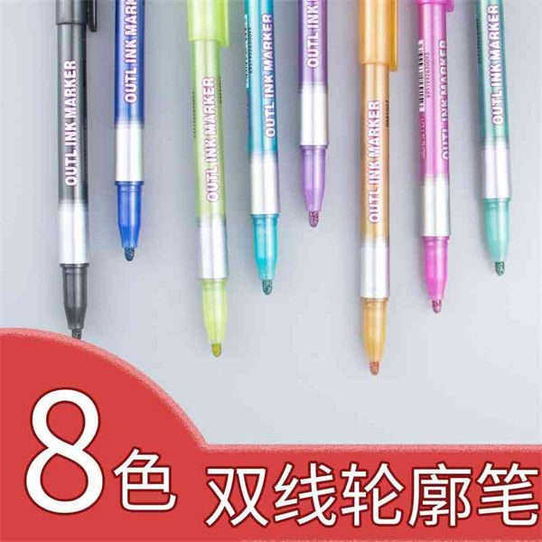 

punctuation di creative double line outline pen hand account graffiti 8 color suit mark