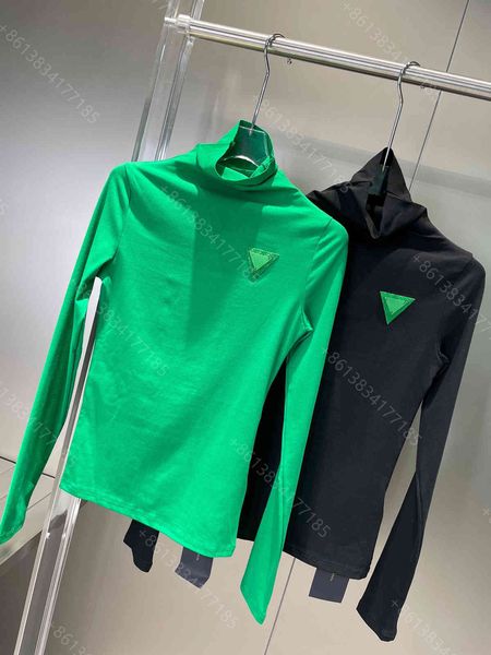 

designer women shirt round neck pullover high-end logo brand cotton bottoming shirt super elastic slim womens long-sleeved hoodie t-shirt de, White;black