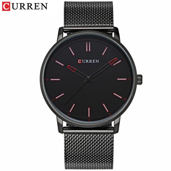 

wristwatches curren watches men's simple fashion quartz wristwatch classic business steel band male clock erkek kol saati, Slivery;brown