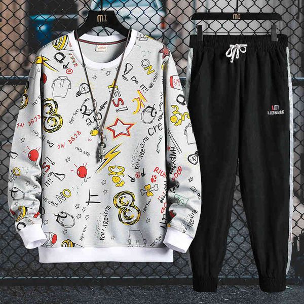 

male defines autumn hoodies + pants from pieces of men's fashionable outfits streetwear, Gray