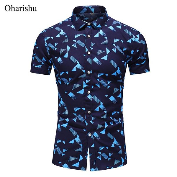 

men's casual shirts mens summer beach hawaiian shirt fashion geometric short sleeve plus size men holiday vacation clothes camisas 7xl, White;black