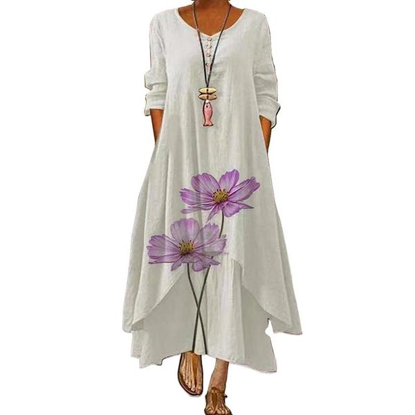 

casual dresses wayoflove floral print maxi dress women elegant vintage long sleeve button v neck autumn woman party, Black;gray