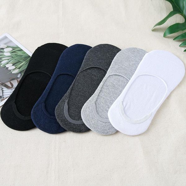

Men's Socks 5 Pairs/batch Fashion Boat-shaped Summer And Autumn Silicone Breathable Invisible Cotton Ankle Slippers, Black