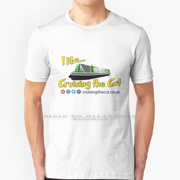 

men's t-shirts " i like cruising the cut t shirt 100% pure cotton canal narrowboat barge creative trending vintage cool, White;black