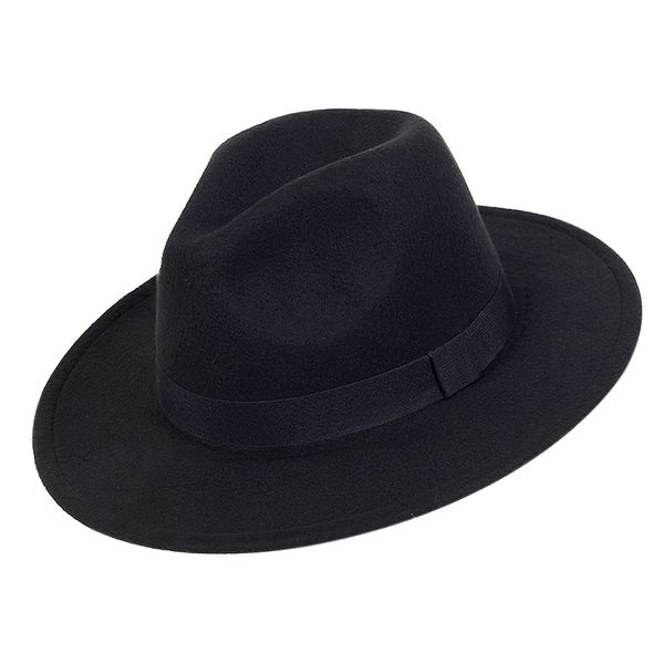 Vintage Fedora Homens Gentleman Lã Grande Brim Top Hat Primavera Outono Para As Mulheres Chapeau Igreja Chapéu Bowler Senhoras Elegante Jazz Chapéus