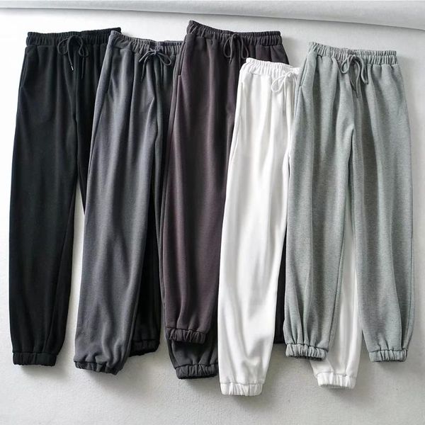 

spring and autumn women's trousers elastic waist drawstring sweatpants loose pants y2k & capris, Black;white
