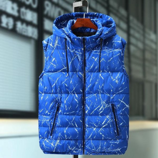 

men's vests vest with many pockets large size clothing waistcoat loose camouflage cotton thickening print warm casual jacket, Black;white