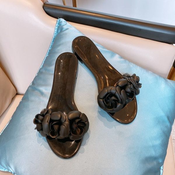 

women fashion designer slippers black rose summer beach party casual sandals