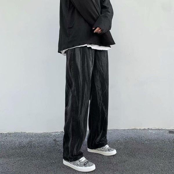 

men's jeans 2022 men loose males all-match trendy punk baggy leisure male trousers, Blue