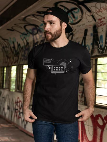 

Retrofuturistic O S Tee Men's -Image by Shutterstock, White;black