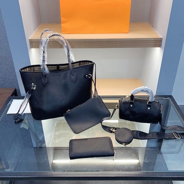 

three combination classic totes women designer handbags composit large capacity shopping bags purse handle leather purse wallet
