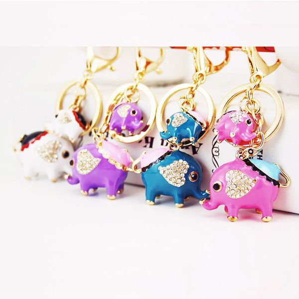 

keychain couple jewelry cute mother and child elephant bag pendant keychain, Silver