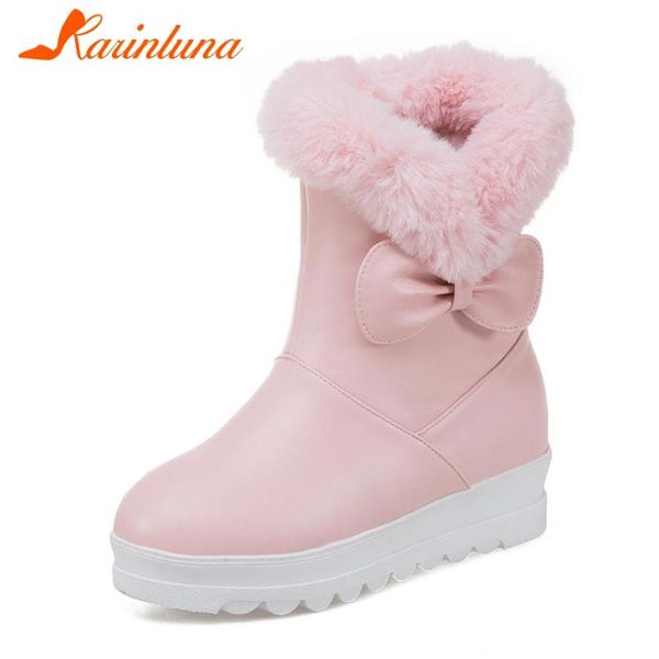 

boots karin large size 30-43 female outdoor warm fur height increasing heels thick plush women winter snow shoes, Black
