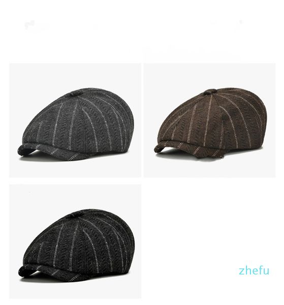 

woollen cloth brim hat embroidery man woman peaked caps beret octagonal painter headwears autumn winter outdoors solid color 12jb l2, Black;white