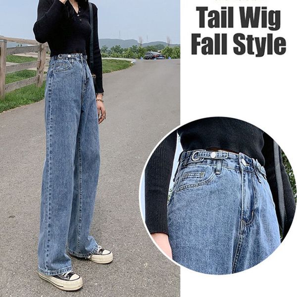 

big size fat mm autumn straight harlan all-match ny leg drop daddy women's brim pants, Blue