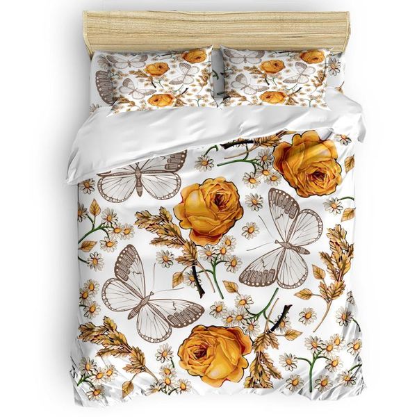 

bedding sets butterfly rose daisy orange set bedroom comforter bed sheet pillowcase fashion design duvet cover