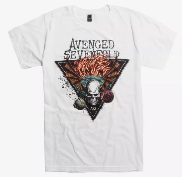 

avenged sevenfold deathbat triangle t-shirt nwt authentic & licensed, White;black