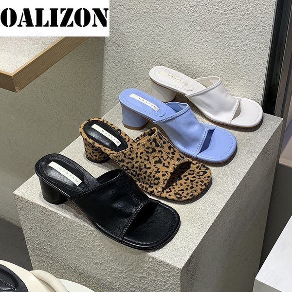 

women summer leopard print square heel sandals pumps shoes, Black
