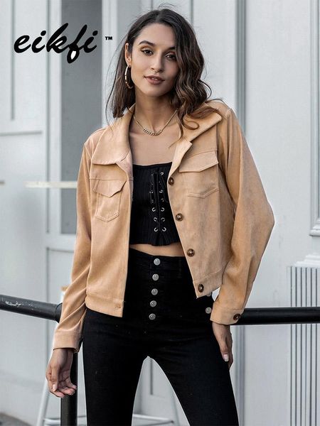 

women's jackets women solid khaki vintage slim coats lady long sleeve turn-down collar outwear 2021 autumn female single breasted, Black;brown