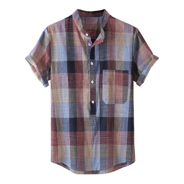 

men's casual shirts viankani beach short sleeve blouse camisa turn- down collar shirt men hombre print fashion 2021 button hawaii plaid, White;black