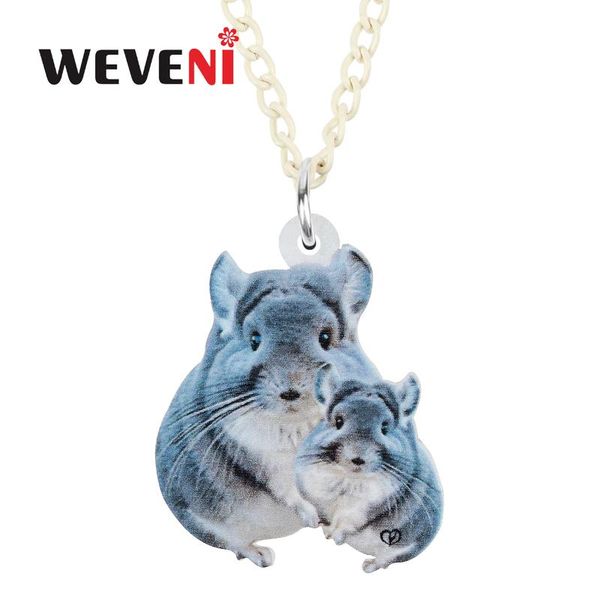 

pendant necklaces weveni mother's day acrylic sweet chinchila rat necklace fashion chain unique charms gift party jewelry for women gir, Silver