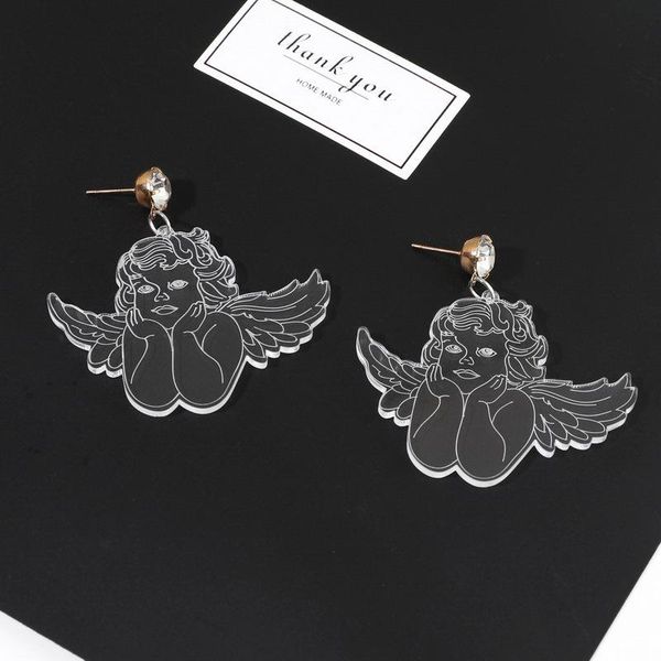 

dangle & chandelier exaggerated transparent acrylic laser interesting engraved cupid pendant earring personality creative earrings accessori, Silver