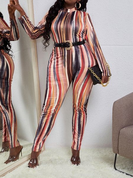 

sxy plus brush print mock neck jumpsuit without belt d36y#, Black