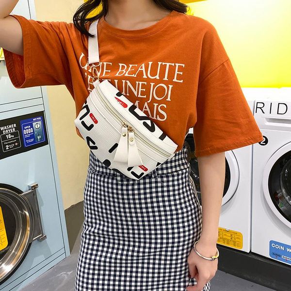 

waist bag female fashion printing ladies chest wild double zipper messenger coin purse women single shoulder bags