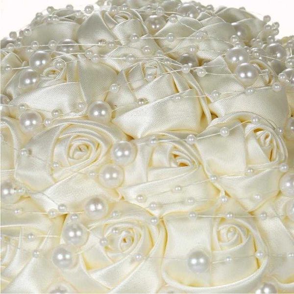 

decorative flowers & wreaths champagne satin attractive bouquet pearls decorated bride wedding supplies artificial