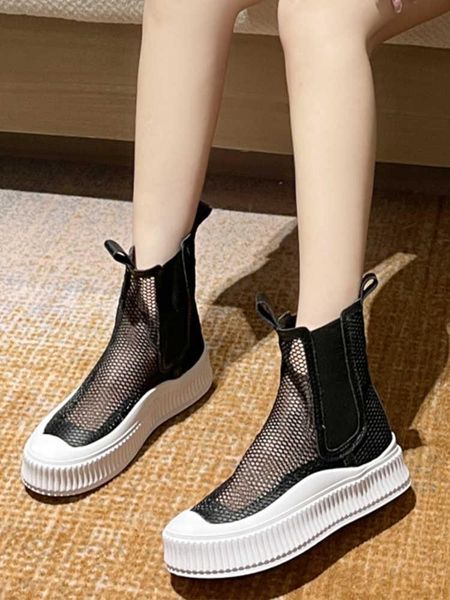 

sandals women leisure wedge shoes stamping slippers platform lace up summer casual high heels 2021, Black