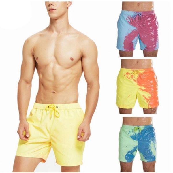 

magical change color board shorts summer men swimming trunks swimwear swimsuit quick dry bathing beach pant drop men's, White;black