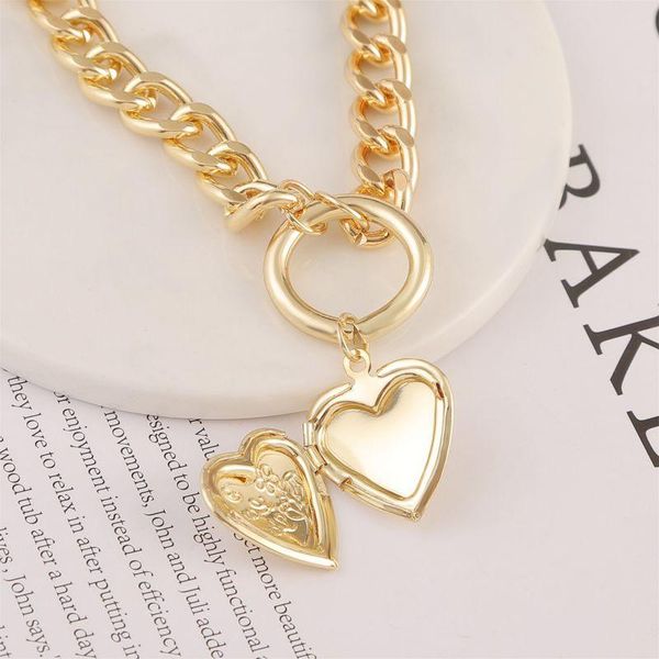

punk hip hop style double peach heart openable chain women's creative fashion gold color alloy pendant necklace necklaces, Silver