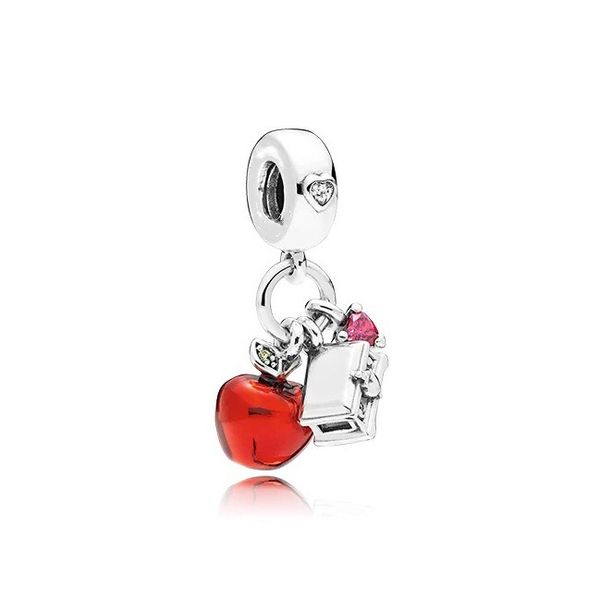 Fit Pandora Charm Bracciale europeo incantesimi d'argento perle serpenti per perle di smalto rosso a pendente di serpente fai -da -te per le donne in braccio