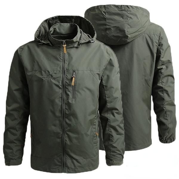 

hunting jackets men thin jacket 2021 autumn outdoor hiking waterproof windbreaker casual windproof sports hooded coat tactical military, Camo;black