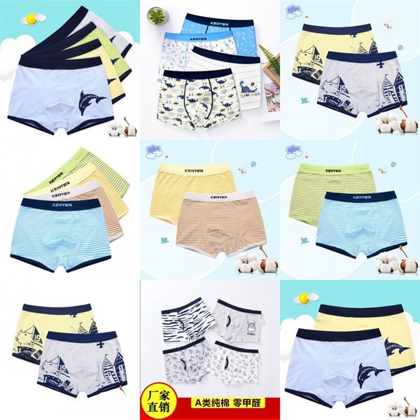 4 Stück Kinder Jungen Unterwäsche Cartoon Kinder Shorts Höschen für Baby Boy Boxer Streifen Teenager Unterhose 4-14T 2461 Q2