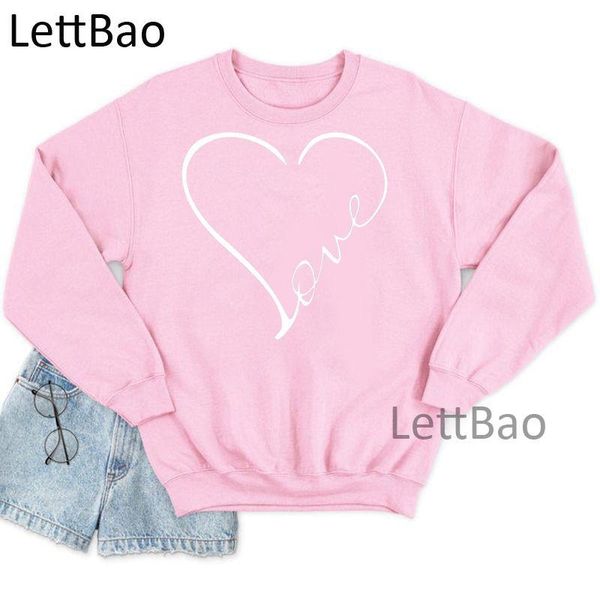 

women's hoodies & sweatshirts love heart women 2021 fashion aesthetic spring autumn clothing 90s hipster long sleeve o neck pullovers, Black